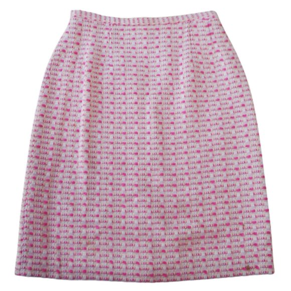 Vintage JG Hook 2pc Skirt Suit Set Pink 3D Tweed Floral Etched Buttons Lined - Picture 8 of 12